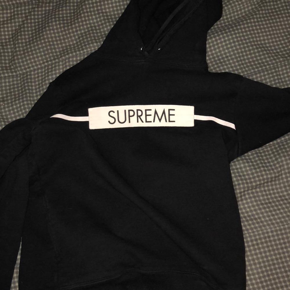 Supreme chest twill tape hoodie